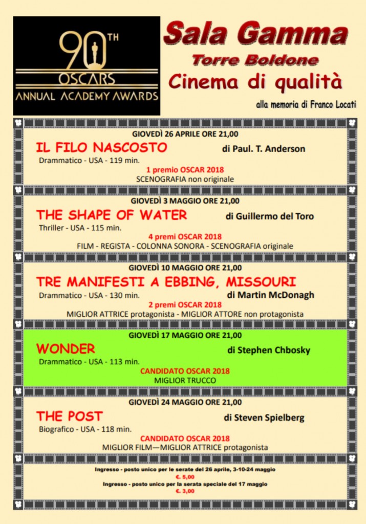 Locandina -cinema - oscar 2018